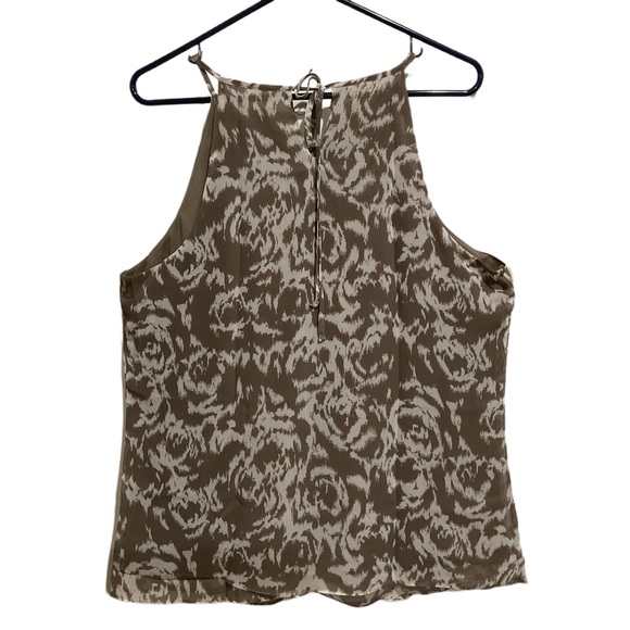 Ann Taylor women’s Ruffle Front Blouse Brown Sleeveless - Picture 2 of 9